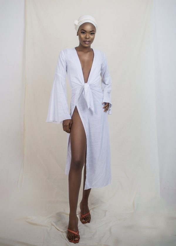 V Slit Linen dress
