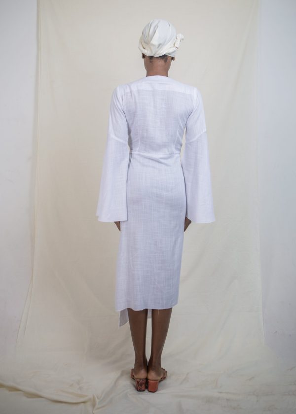 V Slit Linen dress - Image 2