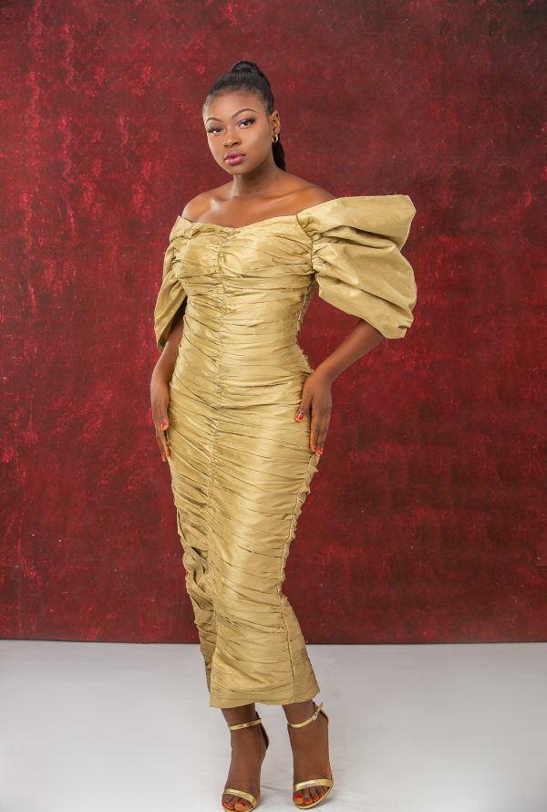 Gold Ruched dress