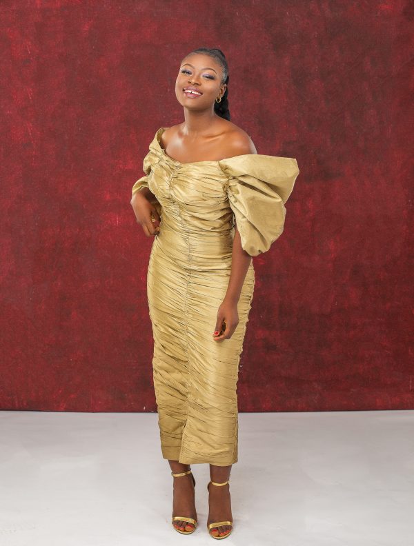 Gold Ruched dress - Image 2