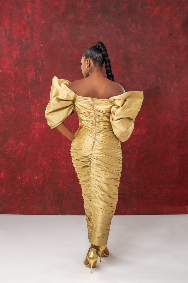 Gold Ruched dress - Image 3