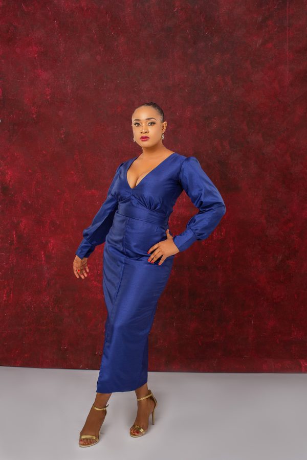 V Neck Midi Dress - Image 3