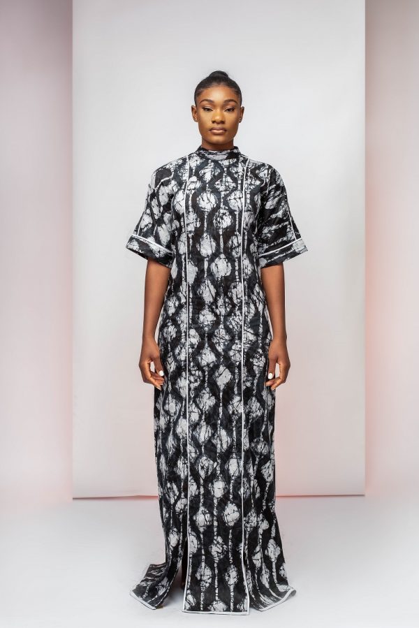 High Neck Adire Caftan