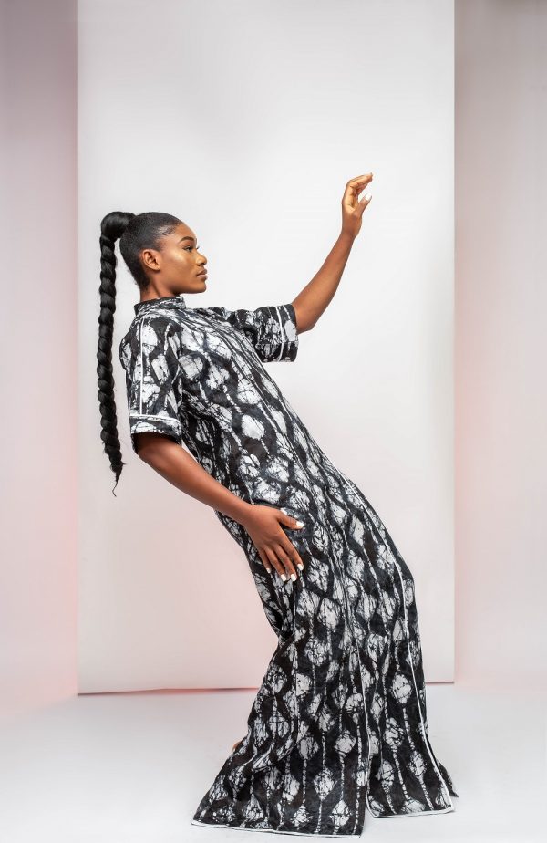 High Neck Adire Caftan - Image 2