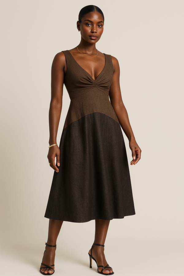 Denim flare midi dress