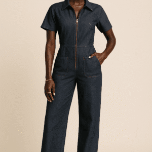 Zip denim jumpsuit